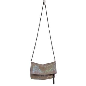 VTG Jessica McClintock Pink Iridescent Metal Mesh Purse Tassle/Chain Strap